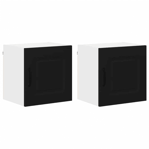 Lote de 2 Armários de cozinha suspendidos - Cozinha modular Colgantes Preto 40 x 31 x 40 cm