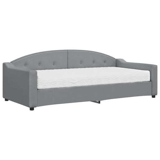 Sofá-cama, Sofá conversível com colchão 90x200 cm tecido cinzento-claro