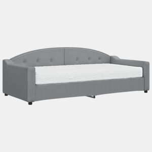 Sofá-cama, Sofá conversível com colchão 90x200 cm tecido cinzento-claro