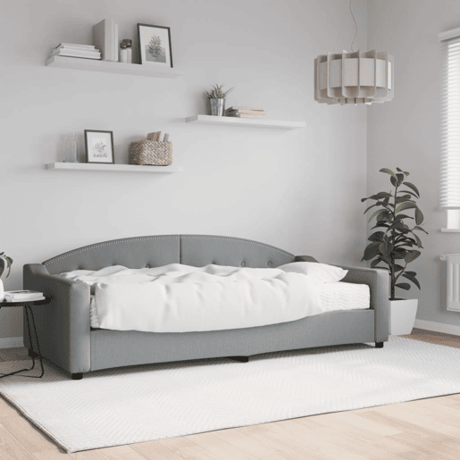 Sofá-cama, Sofá conversível com colchão 90x200 cm tecido cinzento-claro