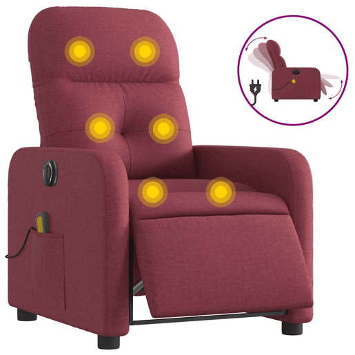 Poltrona reclinável de massagens - Poltrona relax elétrica tecido vermelho tinto