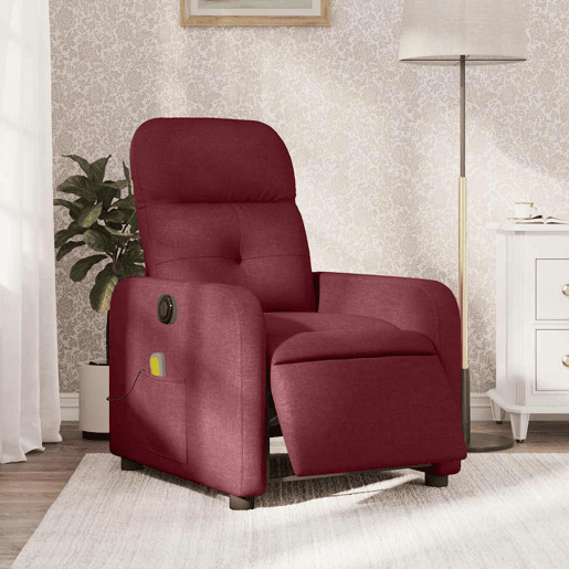 Poltrona reclinável de massagens - Poltrona relax elétrica tecido vermelho tinto