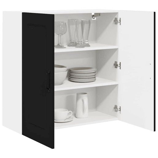 Armário de cozinha suspenso - armario de cocina colgante com porta Preto 80 x 31 x 80 cm
