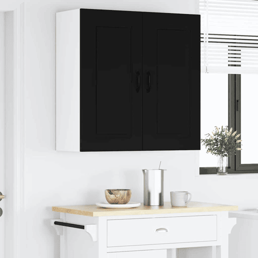 Armário de cozinha suspenso - armario de cocina colgante com porta Preto 80 x 31 x 80 cm