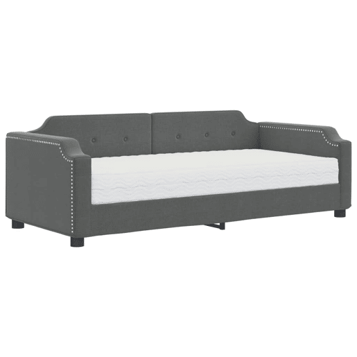 Sofá-cama, Sofá conversível com colchão 80x200 cm tecido cinzento-escuro