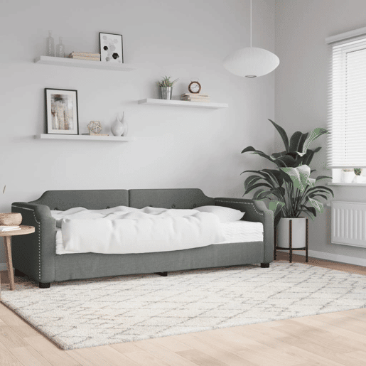 Sofá-cama, Sofá conversível com colchão 80x200 cm tecido cinzento-escuro