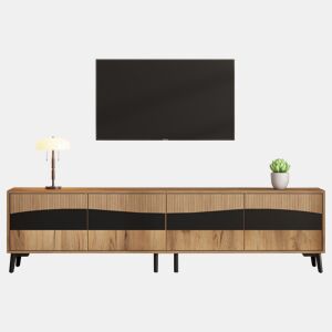 Móvel de TV 180x40x50 cm - Com 4 armários, 8 pernas, capacidade para 30 kg, design simétrico - Natural