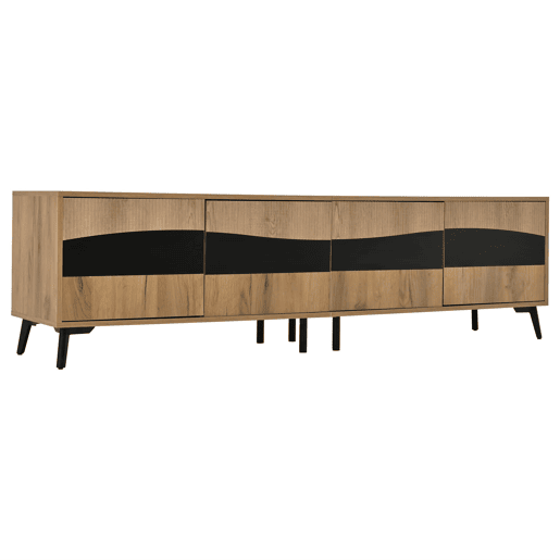 Móvel de TV 180x40x50 cm - Com 4 armários, 8 pernas, capacidade para 30 kg, design simétrico - Natural