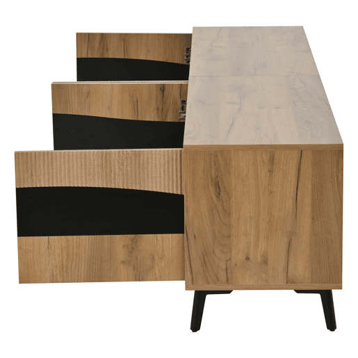 Móvel de TV 180x40x50 cm - Com 4 armários, 8 pernas, capacidade para 30 kg, design simétrico - Natural