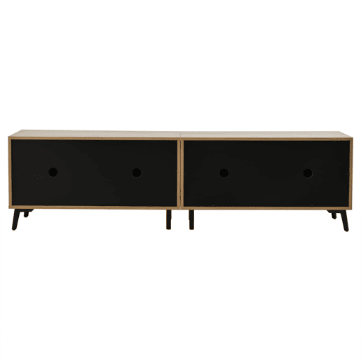 Móvel de TV 180x40x50 cm - Com 4 armários, 8 pernas, capacidade para 30 kg, design simétrico - Natural