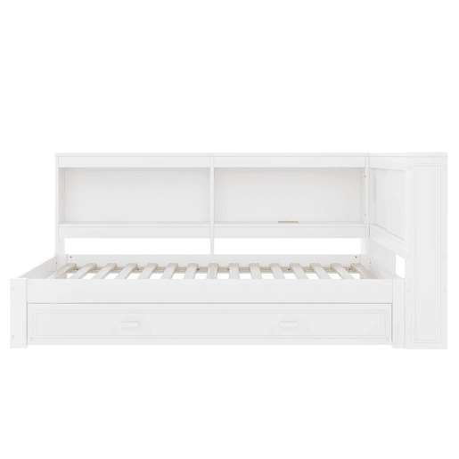 Cama de dia 90x200 cm - Sofá-cama, com cama extraível, com luzes LED, 1 USB, 1 Tipo-C, Branco
