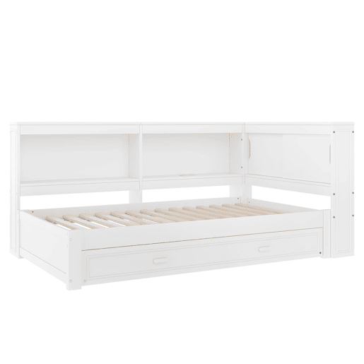 Cama de dia 90x200 cm - Sofá-cama, com cama extraível, com luzes LED, 1 USB, 1 Tipo-C, Branco