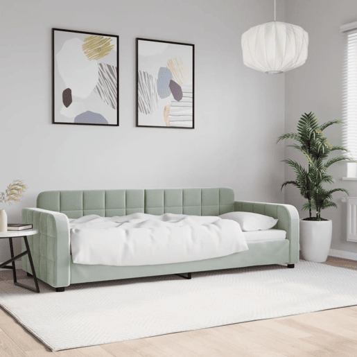 Sofá-cama, Sofá conversível 80x200 cm veludo cinzento-claro Sofá-cama, Sofá conversível 80x200 cm veludo cinzento-claro