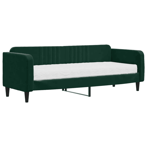 Sofá-cama, Sofá conversível com colchão 80x200 cm veludo verde-escuro