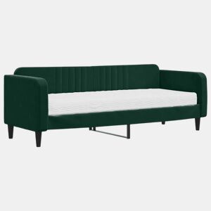Sofá-cama, Sofá conversível com colchão 80x200 cm veludo verde-escuro