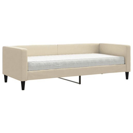 Sofá-cama, Sofá conversível com colchão 80x200 cm tecido cor creme Sofá-cama, Sofá conversível com colchão 80x200 cm tecido cor creme