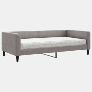 Sofá-cama, Sofá conversível com colchão 100x200 cm tecido cinzento-acastanhado