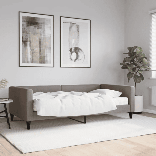 Sofá-cama, Sofá conversível com colchão 100x200 cm tecido cinzento-acastanhado