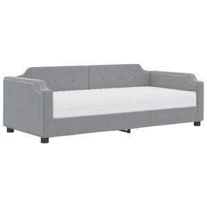 Sofá-cama, Sofá conversível com colchão 100x200 cm tecido cinzento-claro
