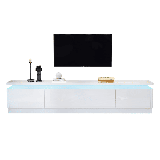 Móvel para TV 180x34x40 cm - Com 4 gavetas, LED, baixo brilho, para TV de 80 - Branco