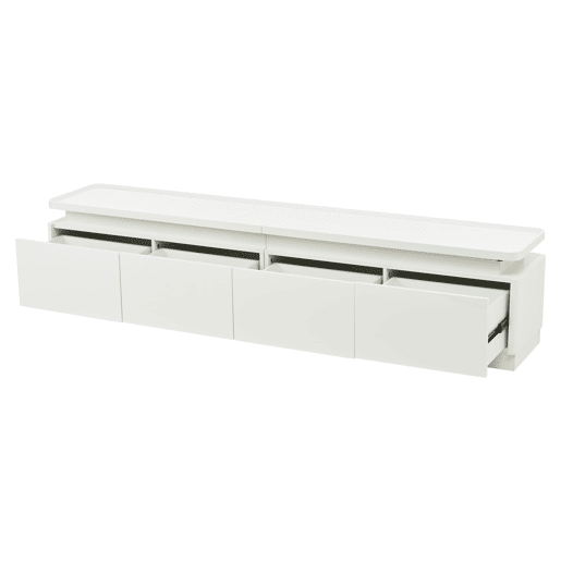 Móvel para TV 180x34x40 cm - Com 4 gavetas, LED, baixo brilho, para TV de 80 - Branco