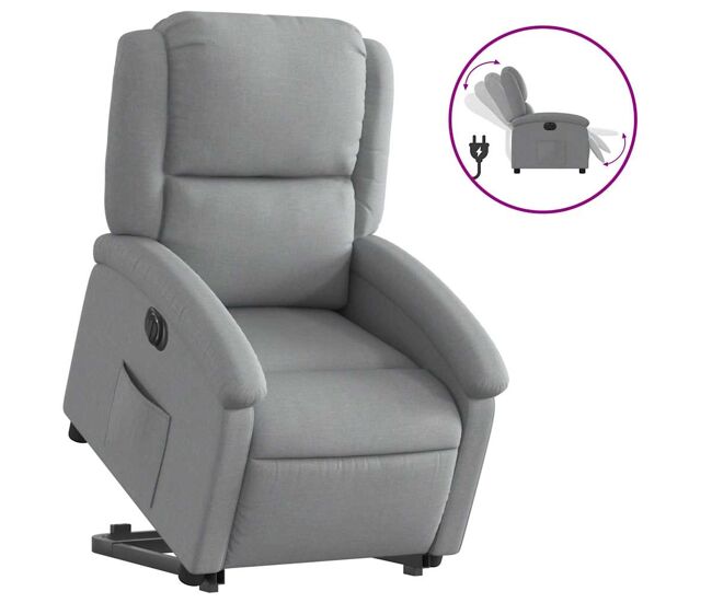 Sillón eléctrico reclinable elevable - sillón relax de tela gris claro