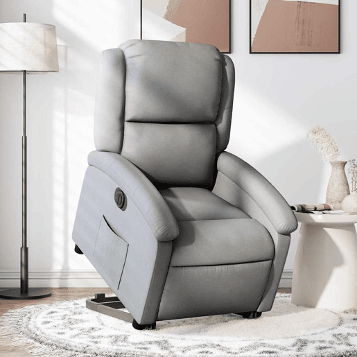 Poltrona reclinável - Poltrona relax elétrica tecido cinzento-claro