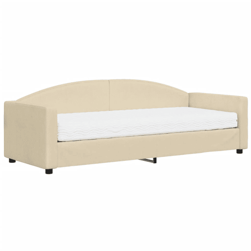 Sofá-cama, Sofá conversível com colchão 80x200 cm tecido cor creme Sofá-cama, Sofá conversível com colchão 80x200 cm tecido cor creme