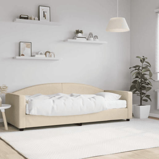 Sofá-cama, Sofá conversível com colchão 80x200 cm tecido cor creme Sofá-cama, Sofá conversível com colchão 80x200 cm tecido cor creme