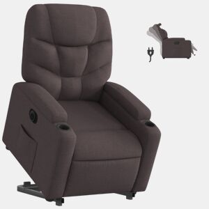 Poltrona reclinável - Poltrona relax elétrica tecido castanho-escuro