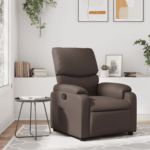 Poltrona reclinável - Poltrona relax couro artificial castanho