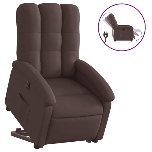Poltrona reclinável - Poltrona relax elétrica tecido castanho-escuro