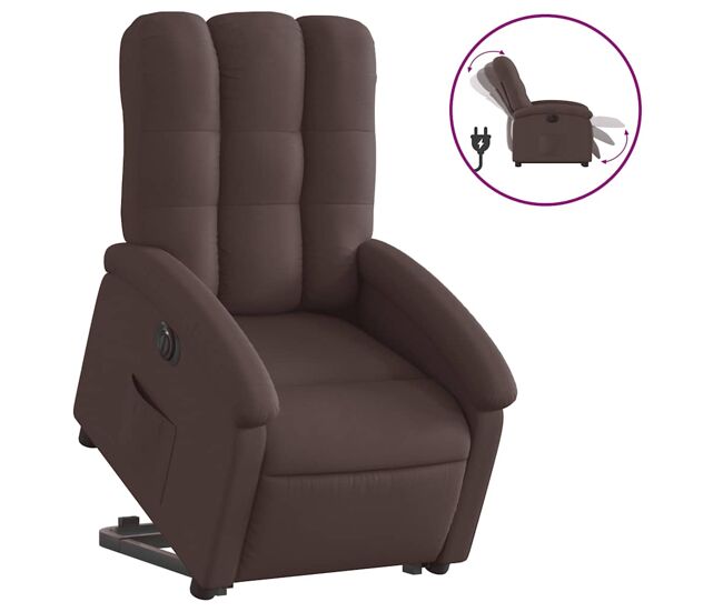 Sillón eléctrico reclinable elevable - sillón relax de tela marrón oscuro