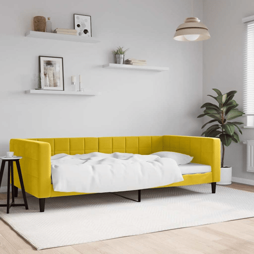 Sofá-cama, Sofá conversível 100x200 cm veludo amarelo Sofá-cama, Sofá conversível 100x200 cm veludo amarelo