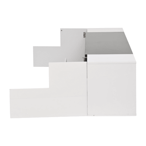 Móvel de TV 180x40x48 cm - Lowboard com luz LED, formato em L, com gavetas - Branco e preto
