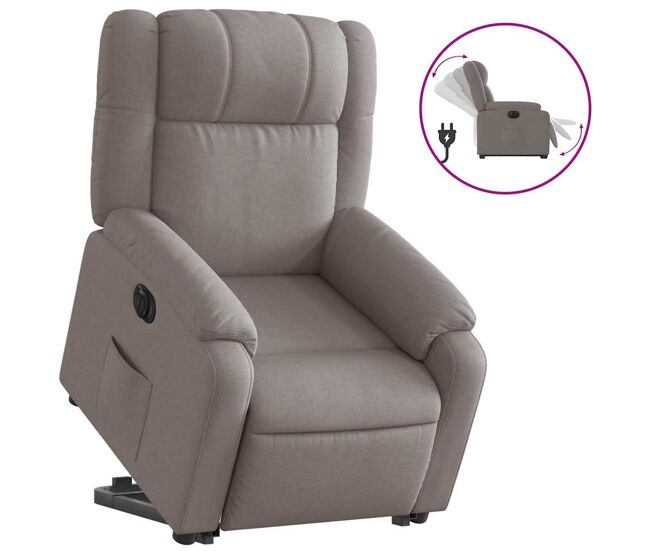 Sillón eléctrico reclinable elevable - sillón relax de tela gris taupe