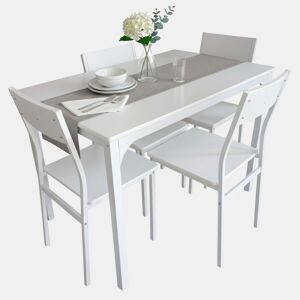 Conjunto de mesa de cozinha com 4 cadeiras, conjunto de jantar para cozinha, melamina branca