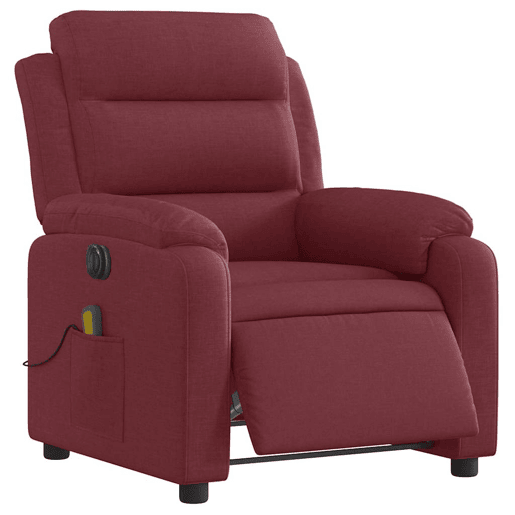 Poltrona reclinável de massagens - Poltrona relax elétrica tecido vermelho tinto