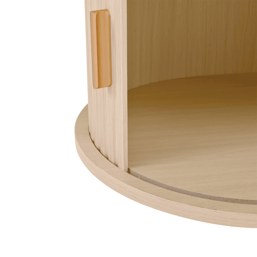 Móvel de TV ovalado 170x40x40 cm - 2 gavetas com design em rattan, 2 portas de correr - Cor carvalho claro