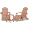 Cadeiras jardim - Cadeiras exterior Adirondack c apoio de pésmesa PEAD castanho