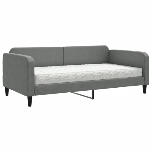 Sofá-cama, Sofá conversível com colchão 100x200 cm tecido cinzento-escuro