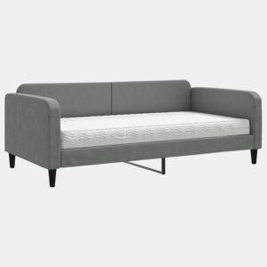 Sofá-cama, Sofá conversível com colchão 100x200 cm tecido cinzento-escuro