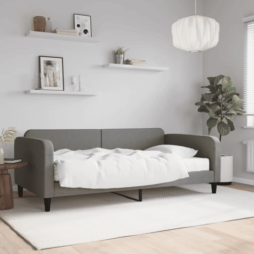 Sofá-cama, Sofá conversível com colchão 100x200 cm tecido cinzento-escuro