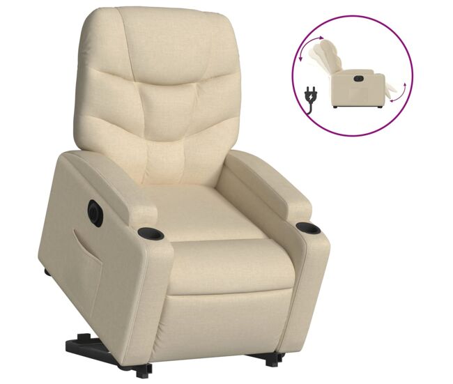 Sillón eléctrico reclinable elevable - sillón relax de tela color crema