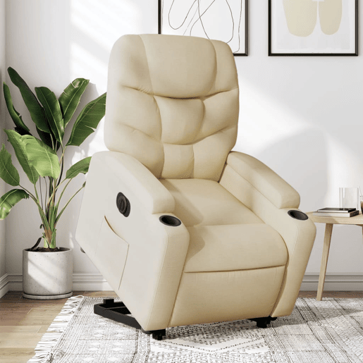 Poltrona reclinável - Poltrona relax elétrica tecido cor creme