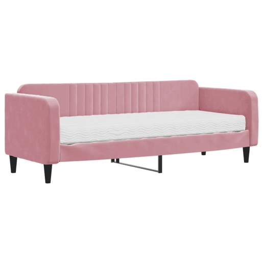 Sofá-cama, Sofá conversível com colchão 80x200 cm veludo rosa Sofá-cama, Sofá conversível com colchão 80x200 cm veludo rosa
