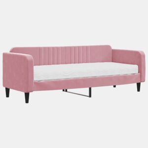Sofá-cama, Sofá conversível com colchão 80x200 cm veludo rosa