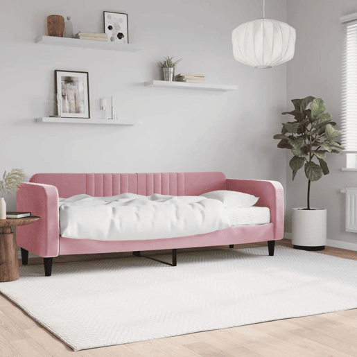 Sofá-cama, Sofá conversível com colchão 80x200 cm veludo rosa Sofá-cama, Sofá conversível com colchão 80x200 cm veludo rosa