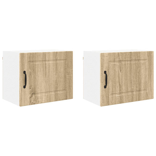 Lote de 2 Armários de cozinha suspendidos - Cozinha modular Colgantes com porta Carvalho Sonoma