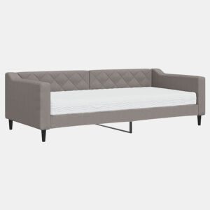 Sofá-cama, Sofá conversível com colchão 90x200 cm tecido cinzento-acastanhado